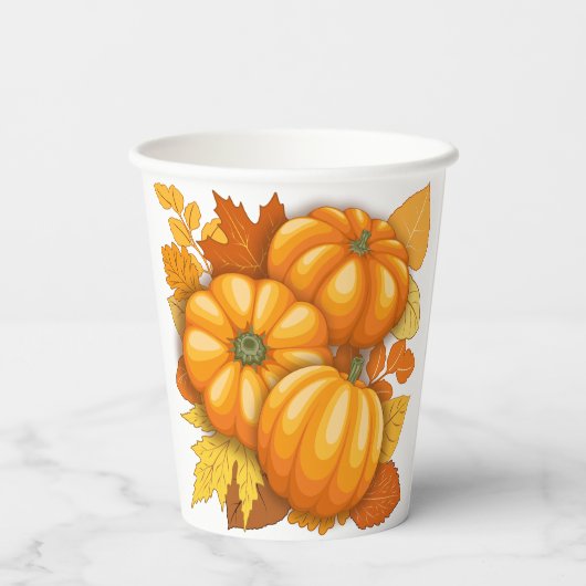 Herfst Seizoen Halloween Pompoenen Patroon Papieren Bekers (Achterkant)