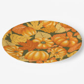 Herfst Seizoen Halloween Pompoenen Patroon Papieren Bordje (Gekanteld)