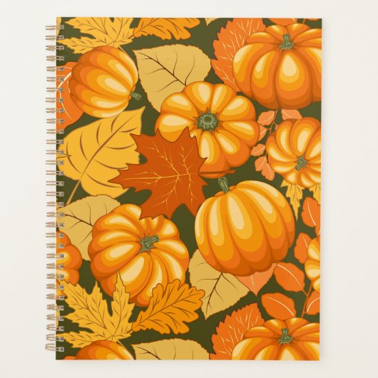 Herfst Seizoen Halloween Pompoenen Patroon Planner (Voorkant)