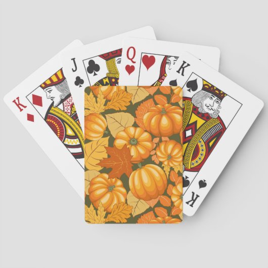 Herfst Seizoen Halloween Pompoenen Patroon Pokerkaarten (Achterkant)