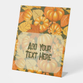Herfst Seizoen Halloween Pompoenen Patroon Reclamebord Met Voetstuk (Voorkant)