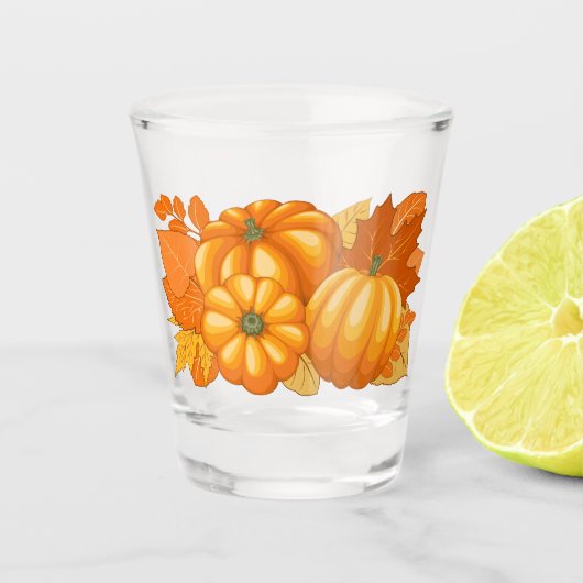 Herfst Seizoen Halloween Pompoenen Patroon Shot Glas (Voorkant)