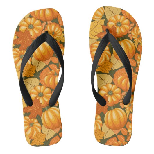Herfst Seizoen Halloween Pompoenen Patroon Teenslippers (Voetbed)