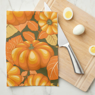 Herfst Seizoen Halloween Pompoenen Patroon Theedoek