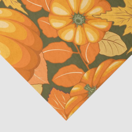 Herfst Seizoen Halloween Pompoenen Patroon Tissuepapier (Detail)