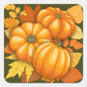 Herfst Seizoen Halloween Pompoenen Patroon Vierkante Sticker (Voorkant)