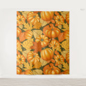 Herfst Seizoen Halloween Pompoenen Patroon Wandkleed (Voorkant)