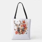 Herfst Seizoen Herten Sinaasappel Bladeren Tote Bag (Achterkant)