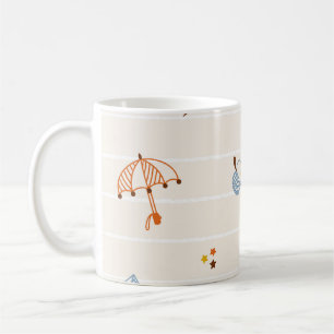 Herfst seizoen: kleurrijke gestreepte doodles. koffiemok