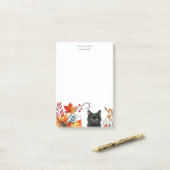 Herfst seizoen laat zwarte kat gepersonaliseerd post-it® notes (Op bureau)