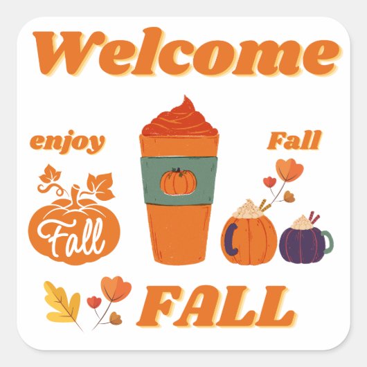 Herfst seizoen ontwerp vierkante sticker (Voorkant)