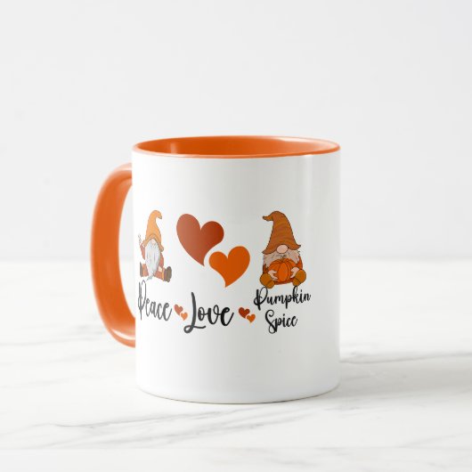 Herfst Seizoen 'Peace Love en Pumpkin Spice' Gnome Mok (Voorkant links)