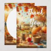 Herfst seizoen pompoen en Sinaasappel bladeren Bedankkaart (Voorkant / Achterkant)