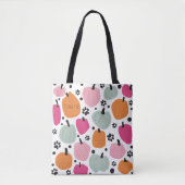 Herfst Seizoen Pompoen Hond Kat Pastel Hand geteke Tote Bag (Voorkant)