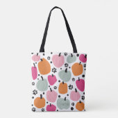 Herfst Seizoen Pompoen Hond Kat Pastel Hand geteke Tote Bag (Achterkant)