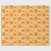 Herfst seizoen pompoen traktaties cadeaupapier (Vlak)