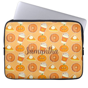 Herfst seizoen pompoen traktaties laptop sleeve
