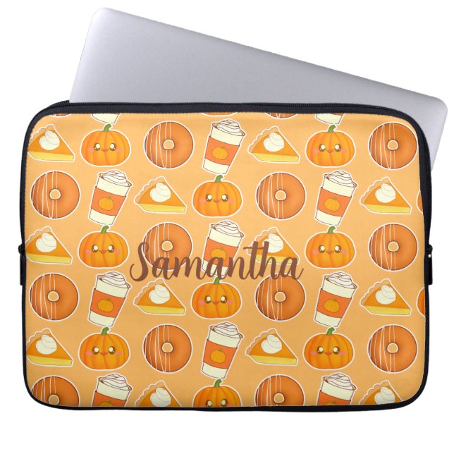 Herfst seizoen pompoen traktaties laptop sleeve (Voorkant)