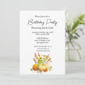 Herfst Seizoen Pompoen Verjaardagsfeestuitnodiging Kaart (Staand voorkant)