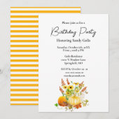 Herfst Seizoen Pompoen Verjaardagsfeestuitnodiging Kaart (Voorkant / Achterkant)