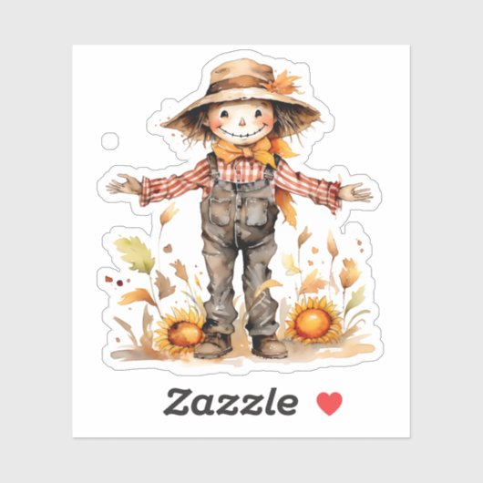 Herfst Seizoen Scarecrow Custom-Cut Vinyl Sticker (Vel)