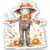 Herfst Seizoen Scarecrow Custom-Cut Vinyl Sticker (Voorkant)