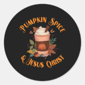 Herfst seizoen Schattigee pompoen specerij en Jesu Ronde Sticker (Voorkant)