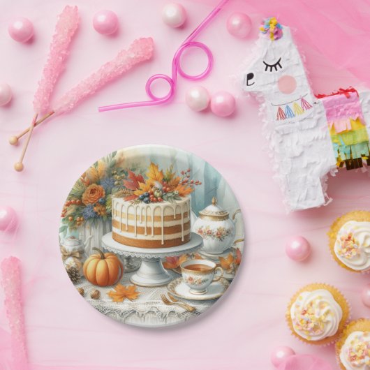 Herfst Seizoen Verjaardag Tea Party Papieren Bordje (Feest)