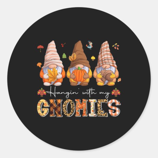 Herfst seizoen vibes hangen met mijn kabouters ronde sticker (Voorkant)