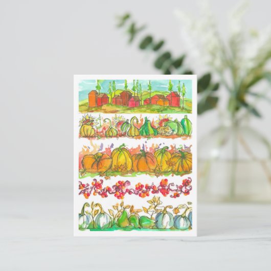 Herfst seizoen Waterverf oogst Briefkaart (Staand voorkant)