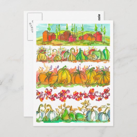 Herfst seizoen Waterverf oogst Briefkaart (Voorkant / Achterkant)