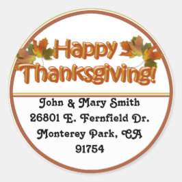 Herfst Seizoenen Best Happy Thanksgiving Text Ronde Sticker