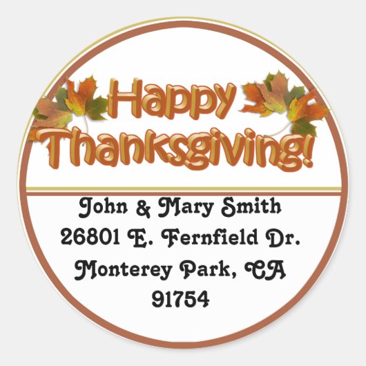 Herfst Seizoenen Best Happy Thanksgiving Text Ronde Sticker (Voorkant)