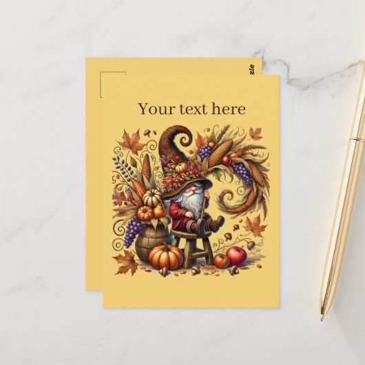 Herfst Seizoensgebonden kabouterfeestje  Briefkaart (Voorkant / Achterkant in situ)