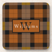 Herfst Seizoensgebonden Plaid Monogram Bier Onderzetter (Voorkant)