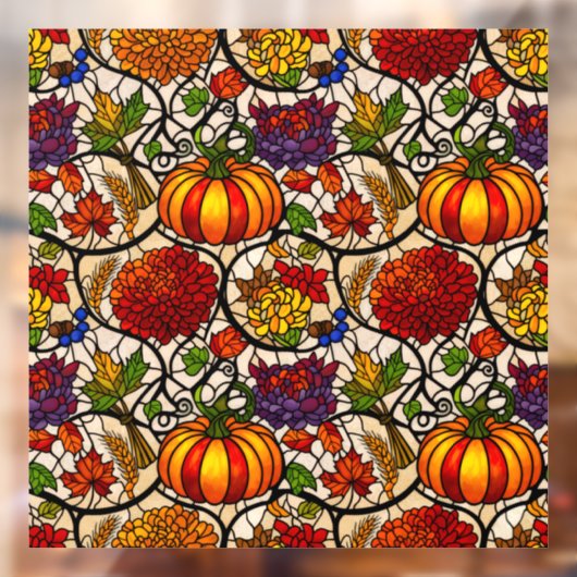Herfst Seizoensgebonden, pompoenen, bloemen / roes Raamsticker (Vel 2)