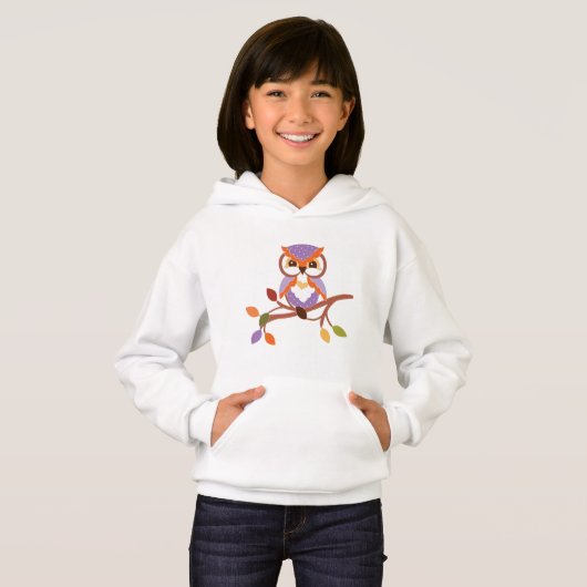 Herfst Seizoensgebonden uil meisjes hoodie (Voorkant volledig)