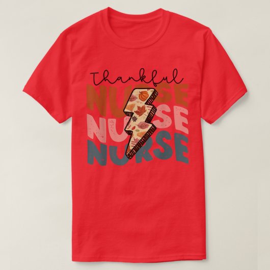 Herfst Seizoensnajaar Thankful Nurse Thanksgiving  T-shirt (Design voorkant)