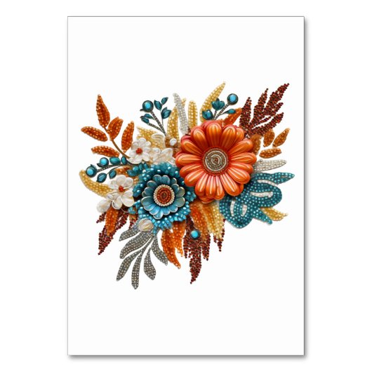 Herfst Sequined Blossoms Bruiloft Kaart (Achterkant)