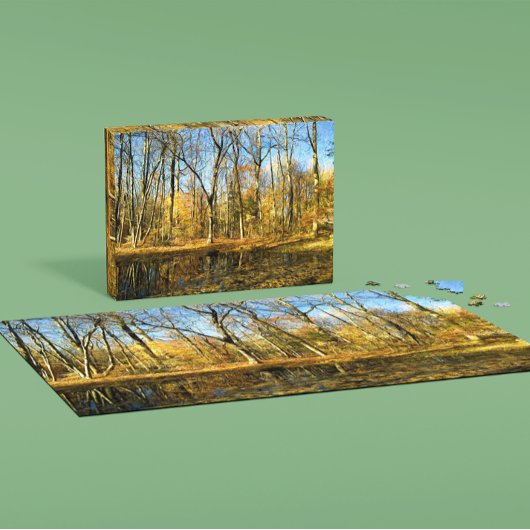 Herfst Serenity: rustige reflecties door de vijver Legpuzzel