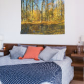 Herfst Serenity: rustige reflecties door de vijver Wandkleed