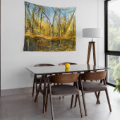 Herfst Serenity: rustige reflecties door de vijver Wandkleed