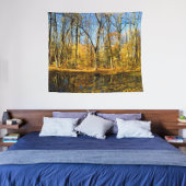 Herfst Serenity: rustige reflecties door de vijver Wandkleed