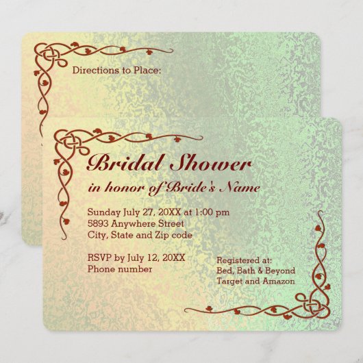 Herfst Shades Green Yellow Bridal Shower Invitatio Kaart (Voorkant / Achterkant)