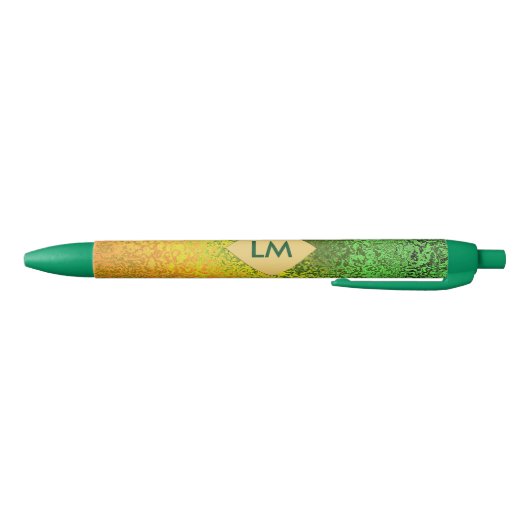 Herfst Shades of Yellow and Green Monogram Trim Pe Zwarte Inkt Pen (Bodem)