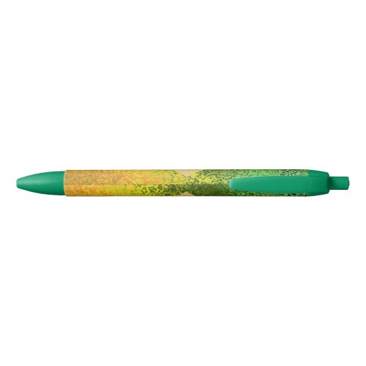 Herfst Shades of Yellow and Green Monogram Trim Pe Zwarte Inkt Pen (Achterkant)