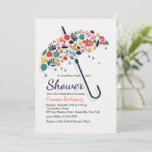 Herfst Shower Umbrella Invitation Kaart (Staand voorkant)