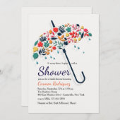Herfst Shower Umbrella Invitation Kaart (Voorkant / Achterkant)
