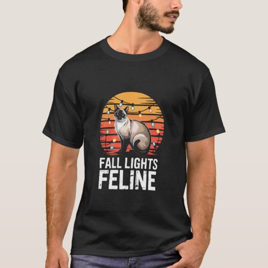 Herfst Siamese Kat Lichten Ontwerp - Herfst Lichte T-shirt (Voorkant)