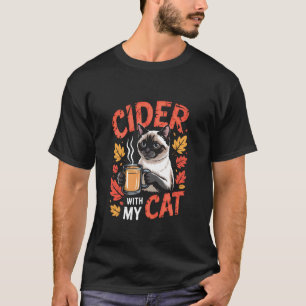 Herfst Siamese Kat met Cider Mok T-shirt